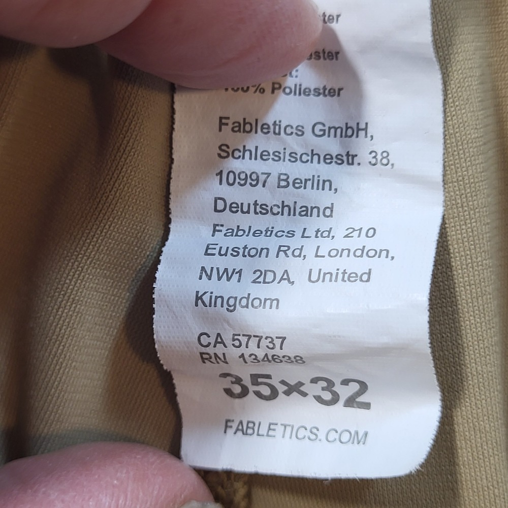 Fabletics Men's 35x30 Tan Performance Stretch Chino Pants Work Casual - Picture 9 of 11